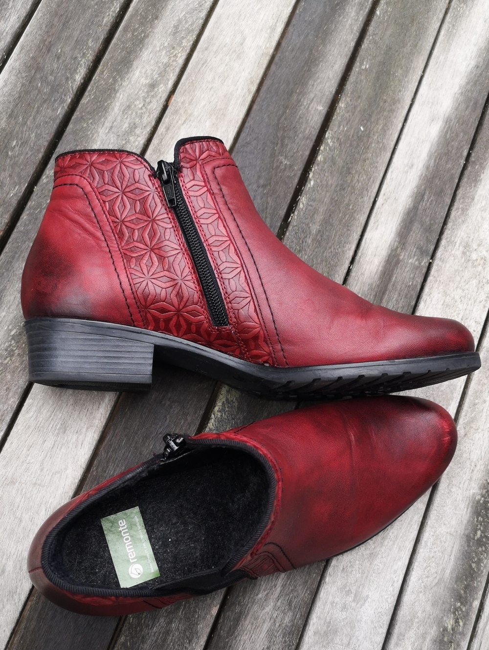 Remonte patterned red leather ankle boots - Picture 8 of 15